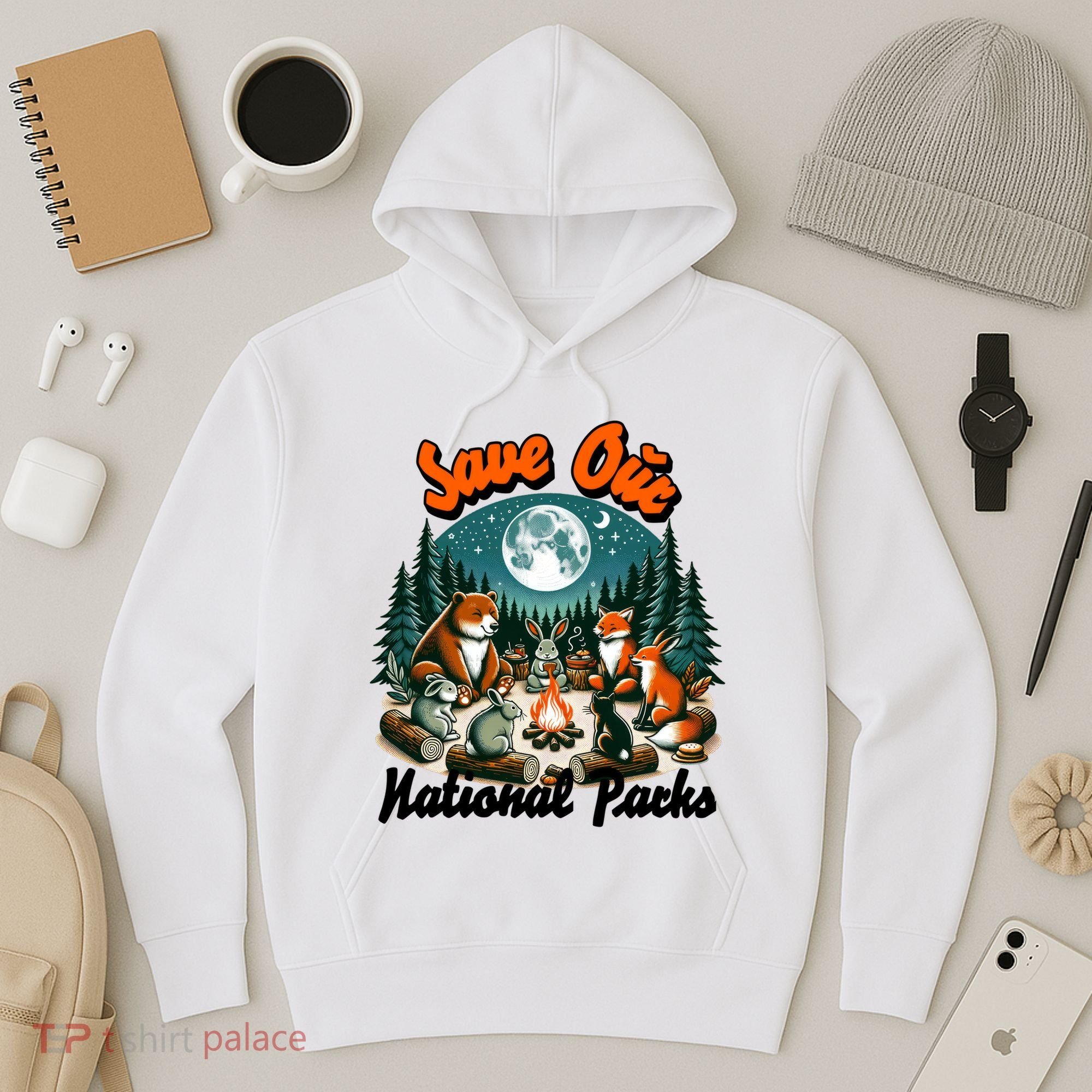 Cute Animals Camping Save Our National Parks Hoodie