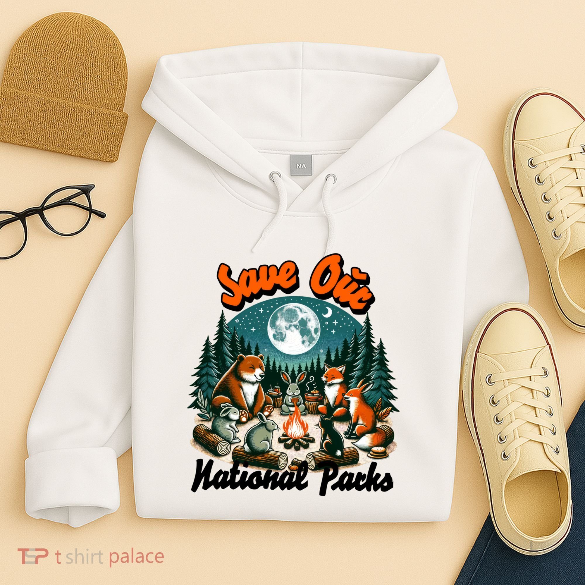 Cute Animals Camping Save Our National Parks Hoodie