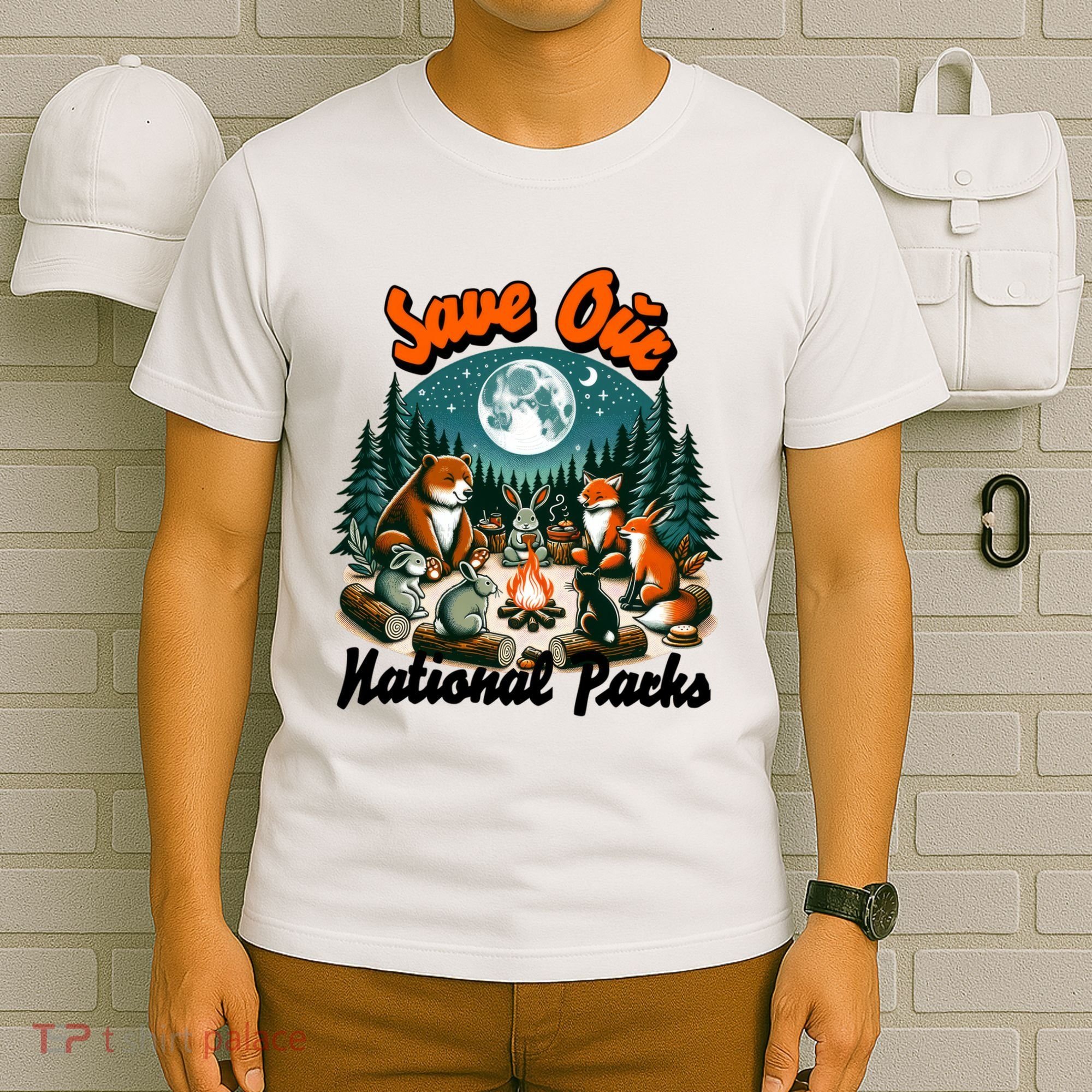 Cute Animals Camping Save Our National Parks T-Shirt