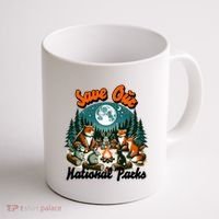Cute Animals Camping Save Our National Parks Coffee Mug thumb 1