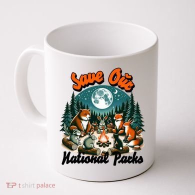 Cute Animals Camping Save Our National Parks Coffee Mug