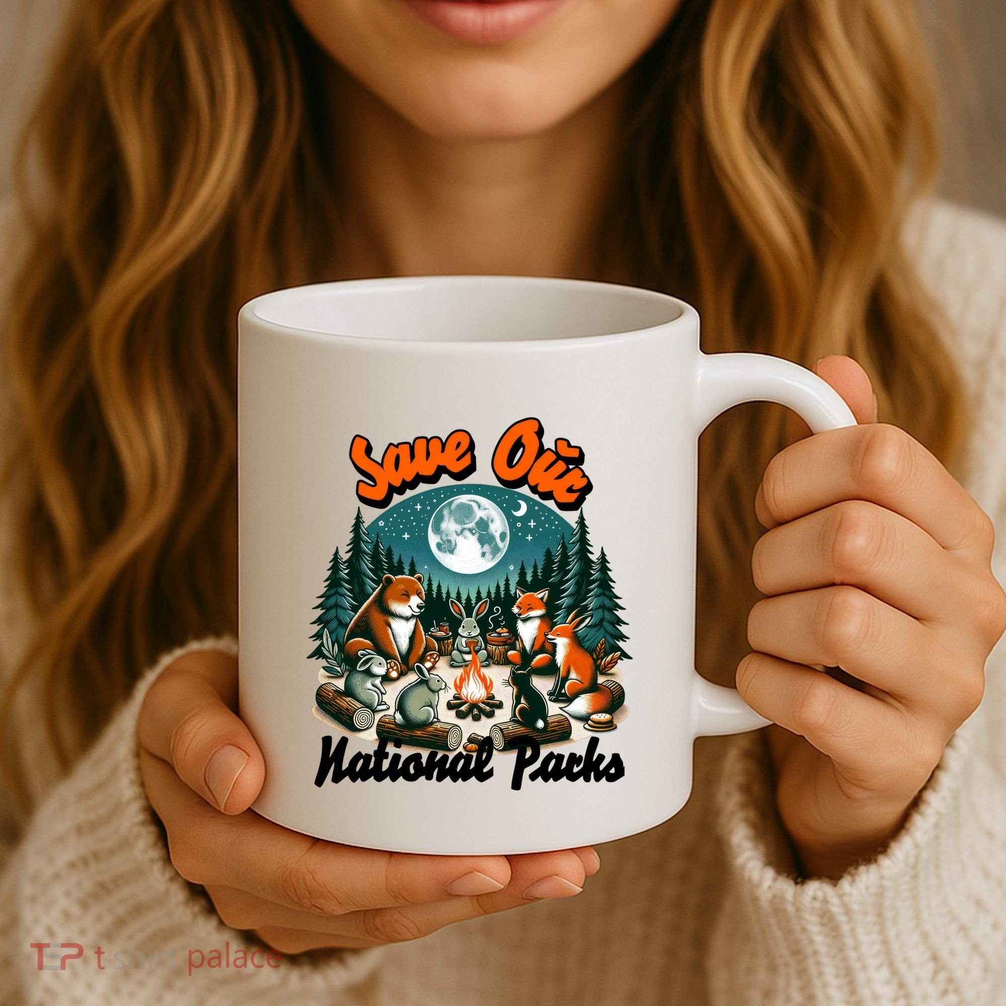 Cute Animals Camping Save Our National Parks Coffee Mug