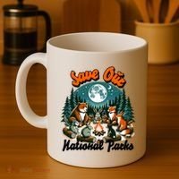 Cute Animals Camping Save Our National Parks Coffee Mug thumb 4