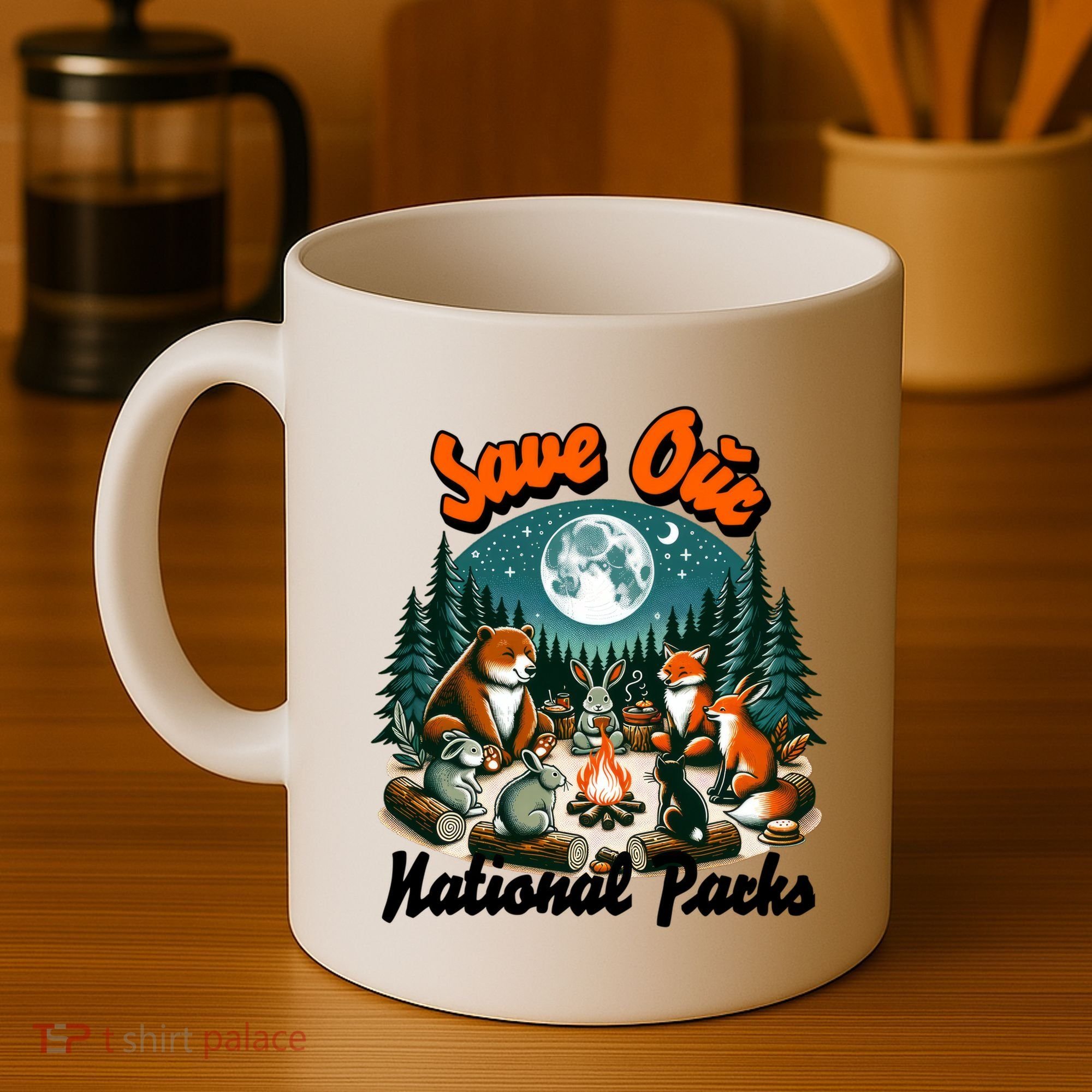 Cute Animals Camping Save Our National Parks Coffee Mug