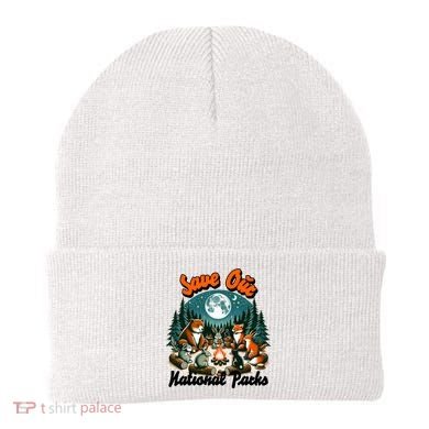 Cute Animals Camping Save Our National Parks Beanie
