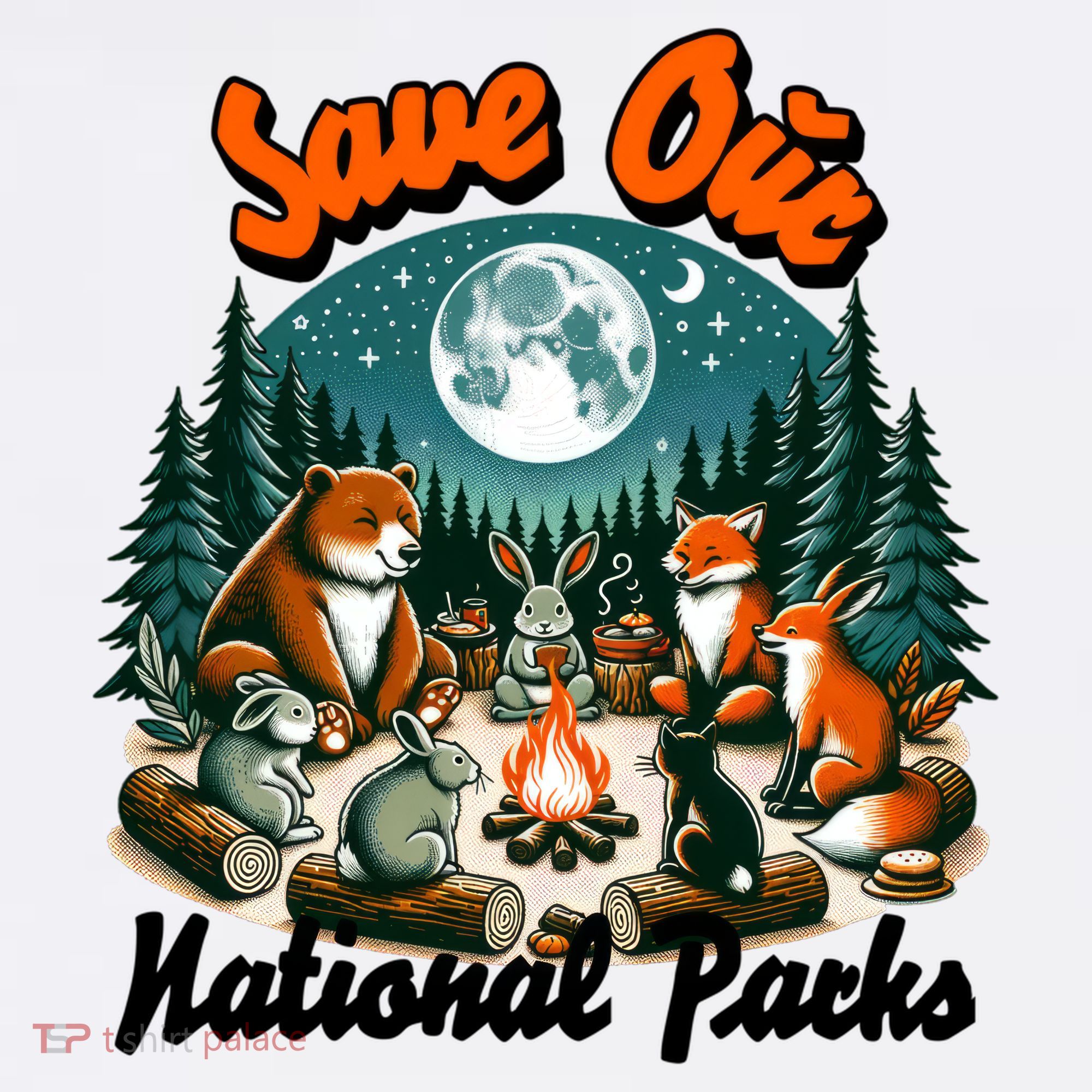 Cute Animals Camping Save Our National Parks Tall Long Sleeve Shirt