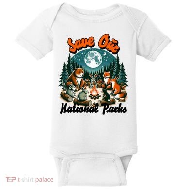 Cute Animals Camping Save Our National Parks Baby Bodysuit