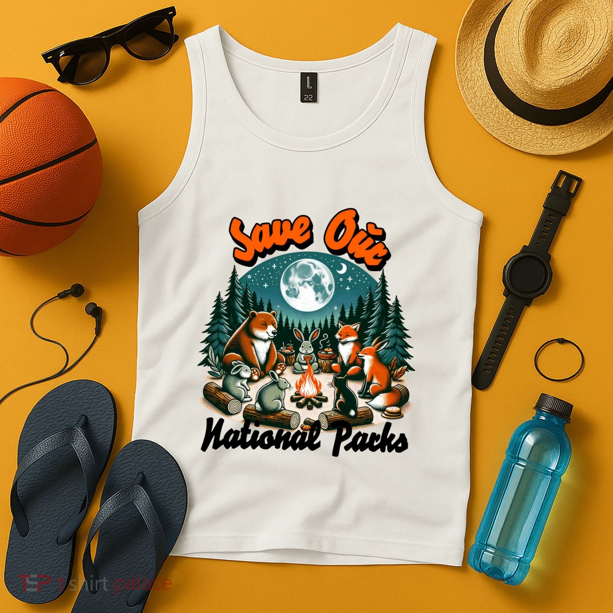Cute Animals Camping Save Our National Parks Tank Top