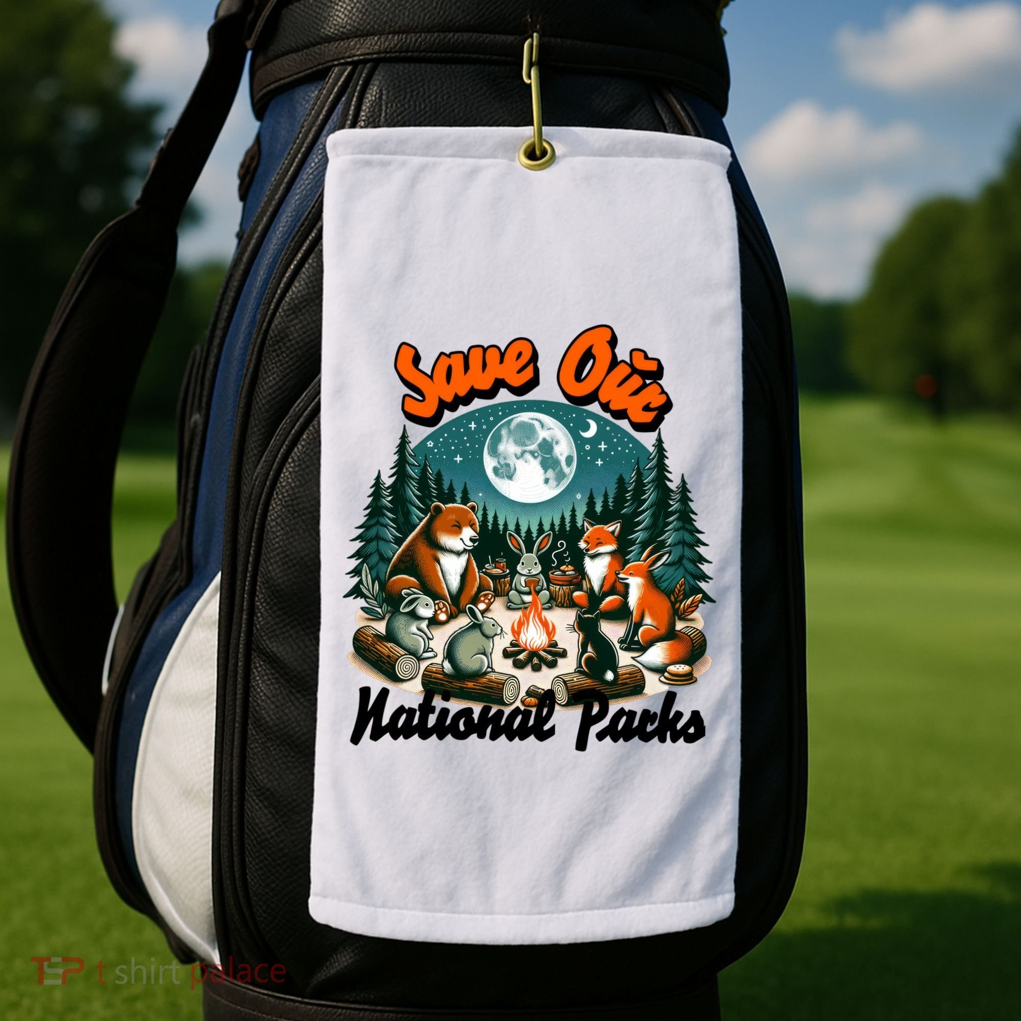Cute Animals Camping Save Our National Parks Golf Towel