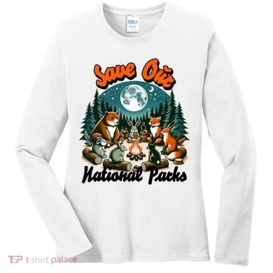 Cute Animals Camping Save Our National Parks Women's Long Sleeve Shirt
