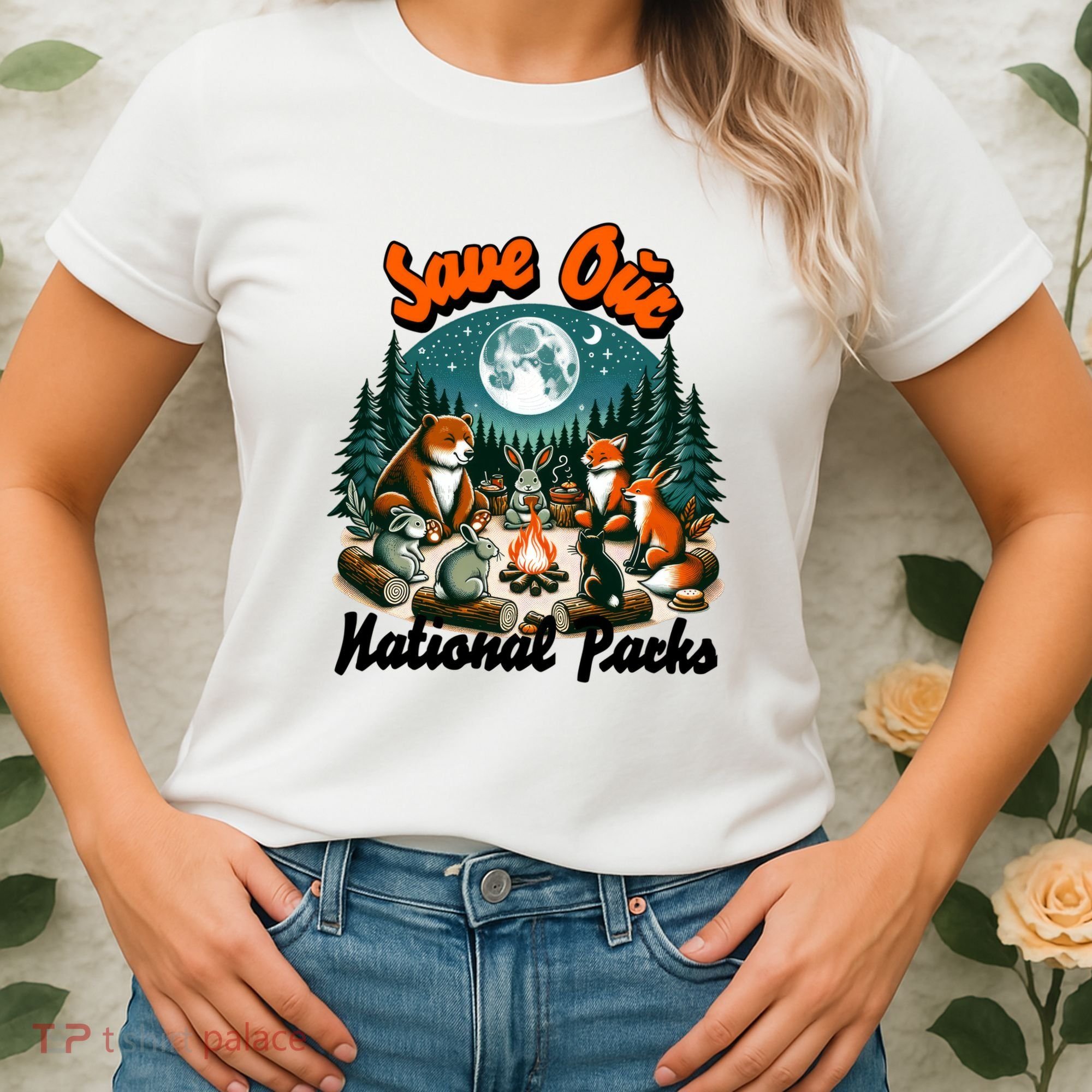 Cute Animals Camping Save Our National Parks Women's T-Shirt
