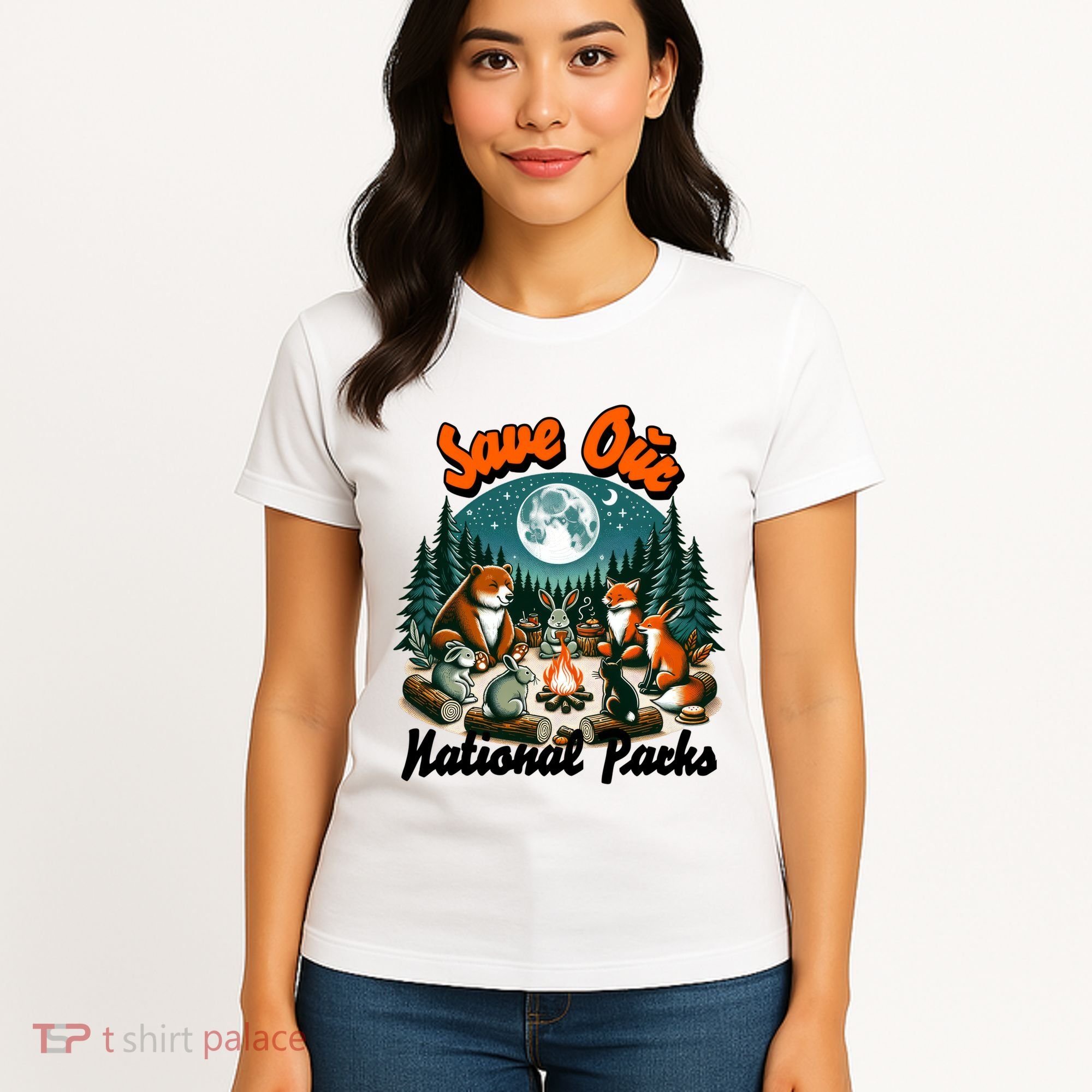 Cute Animals Camping Save Our National Parks Women's T-Shirt