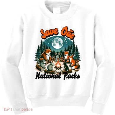 Cute Animals Camping Save Our National Parks Kids Sweatshirt