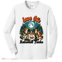 Cute Animals Camping Save Our National Parks Kids Long Sleeve Shirt thumb 0