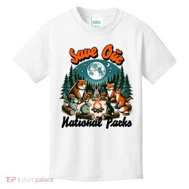 Cute Animals Camping Save Our National Parks Kids T-Shirt