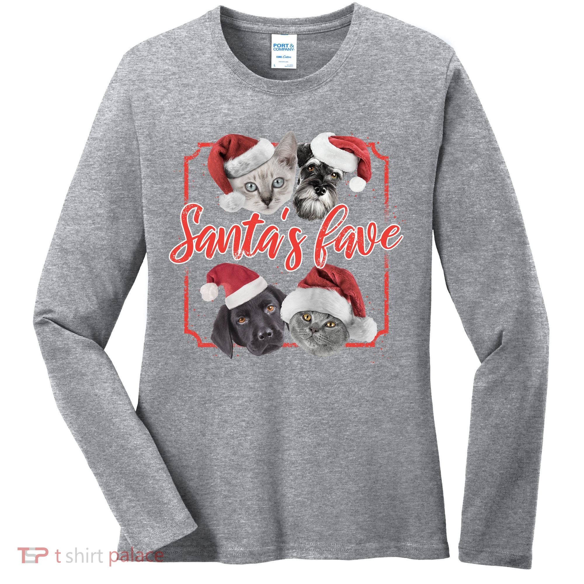 Cats And Dogs Santa's Love Women's Long Sleeve Shirt