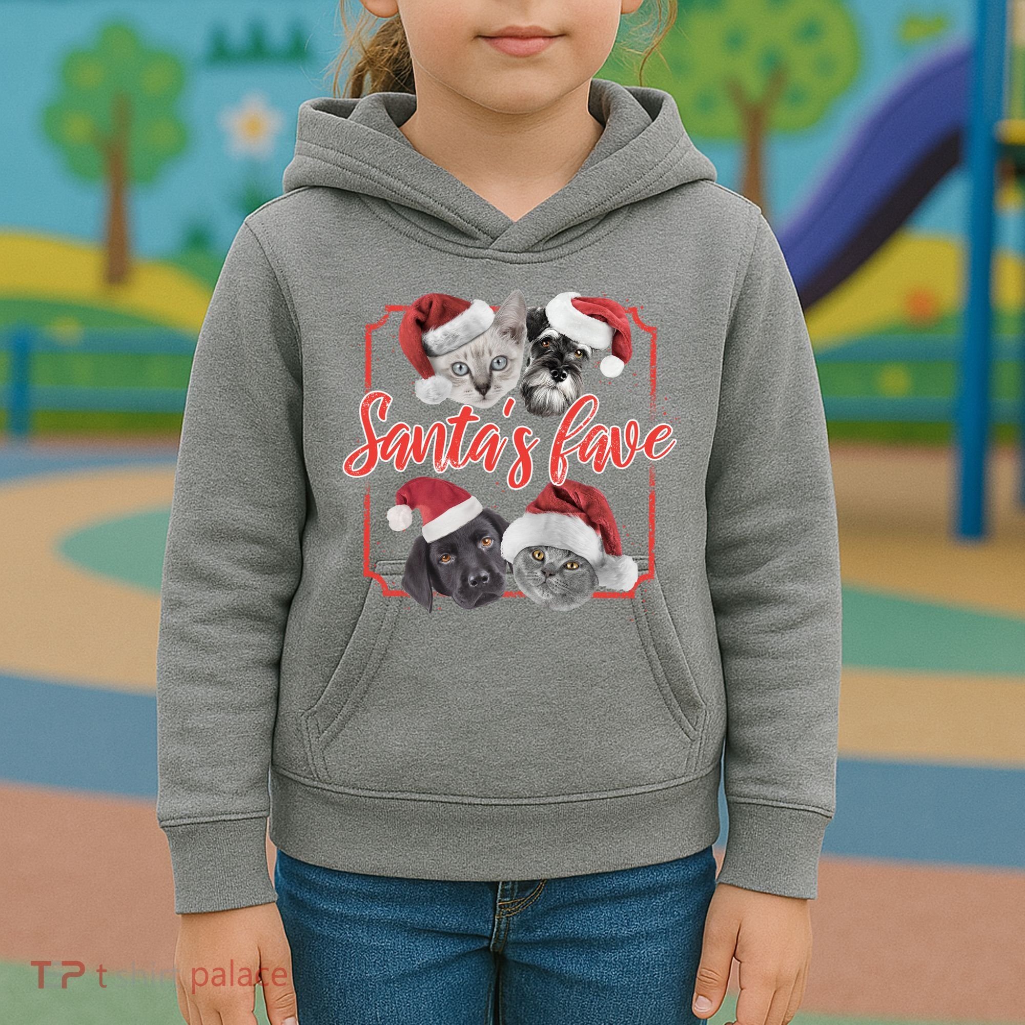 Cats And Dogs Santa's Love Kids Hoodie