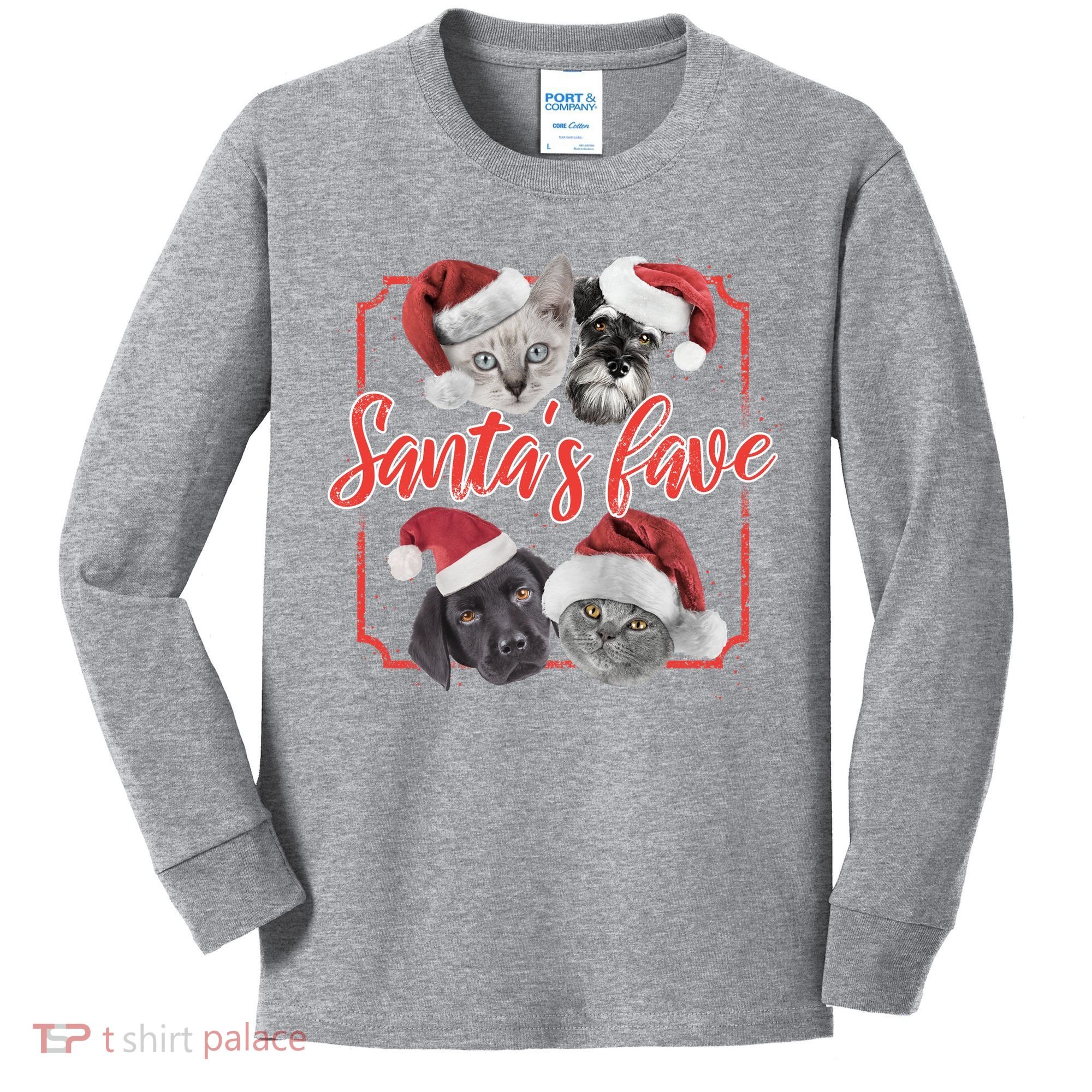 Cats And Dogs Santa's Love Kids Long Sleeve Shirt