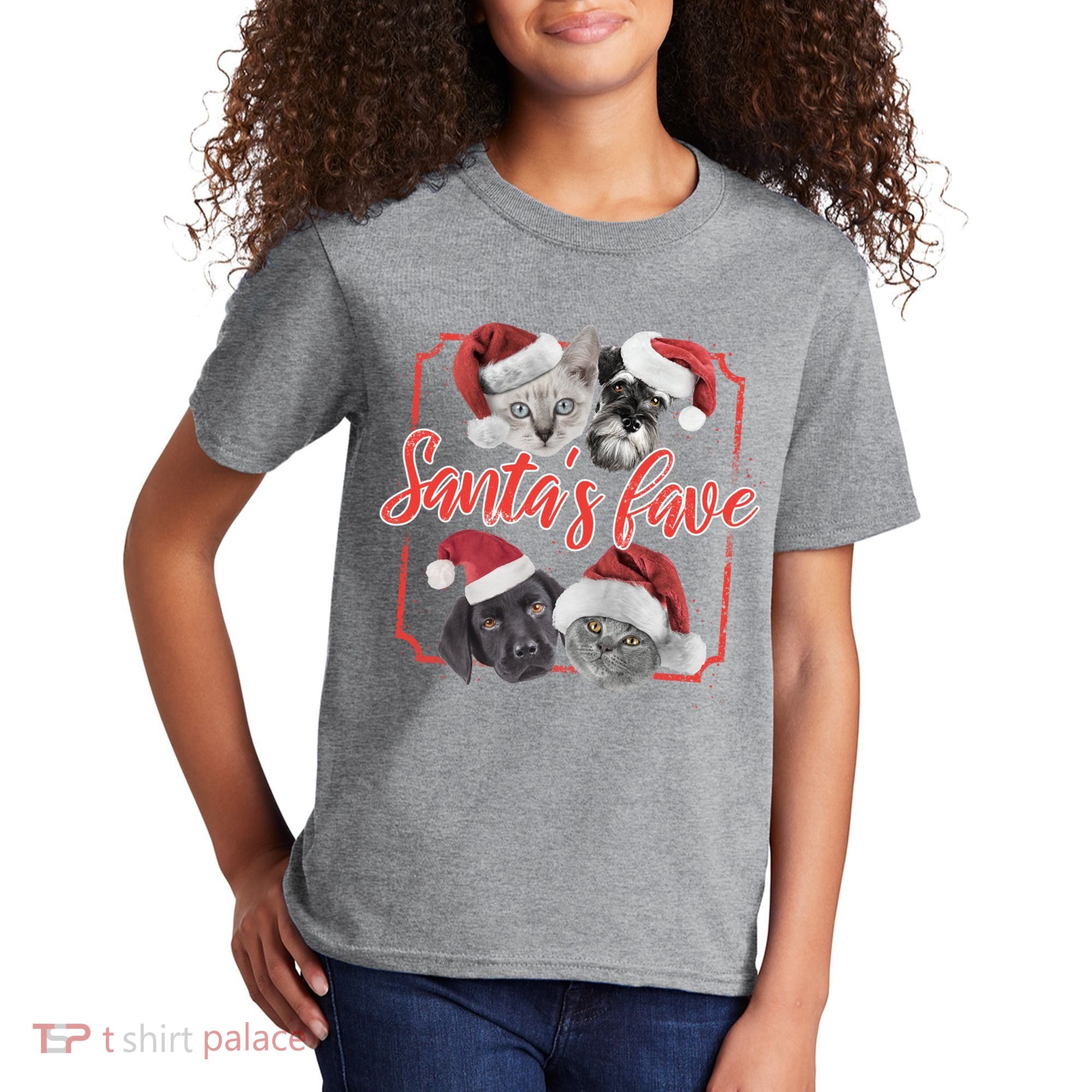 Cats And Dogs Santa's Love Kids T-Shirt