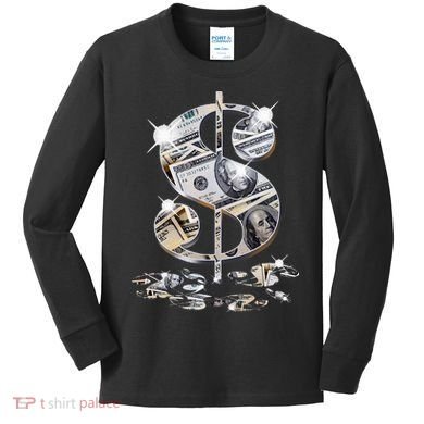 Cool As Dollar Bill Dollar Sign $$ Gift Kids Long Sleeve Shirt