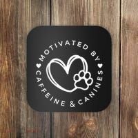 Coffee And Dog Lover Gift Motivated By Canines And Caffeine Coaster thumb 0