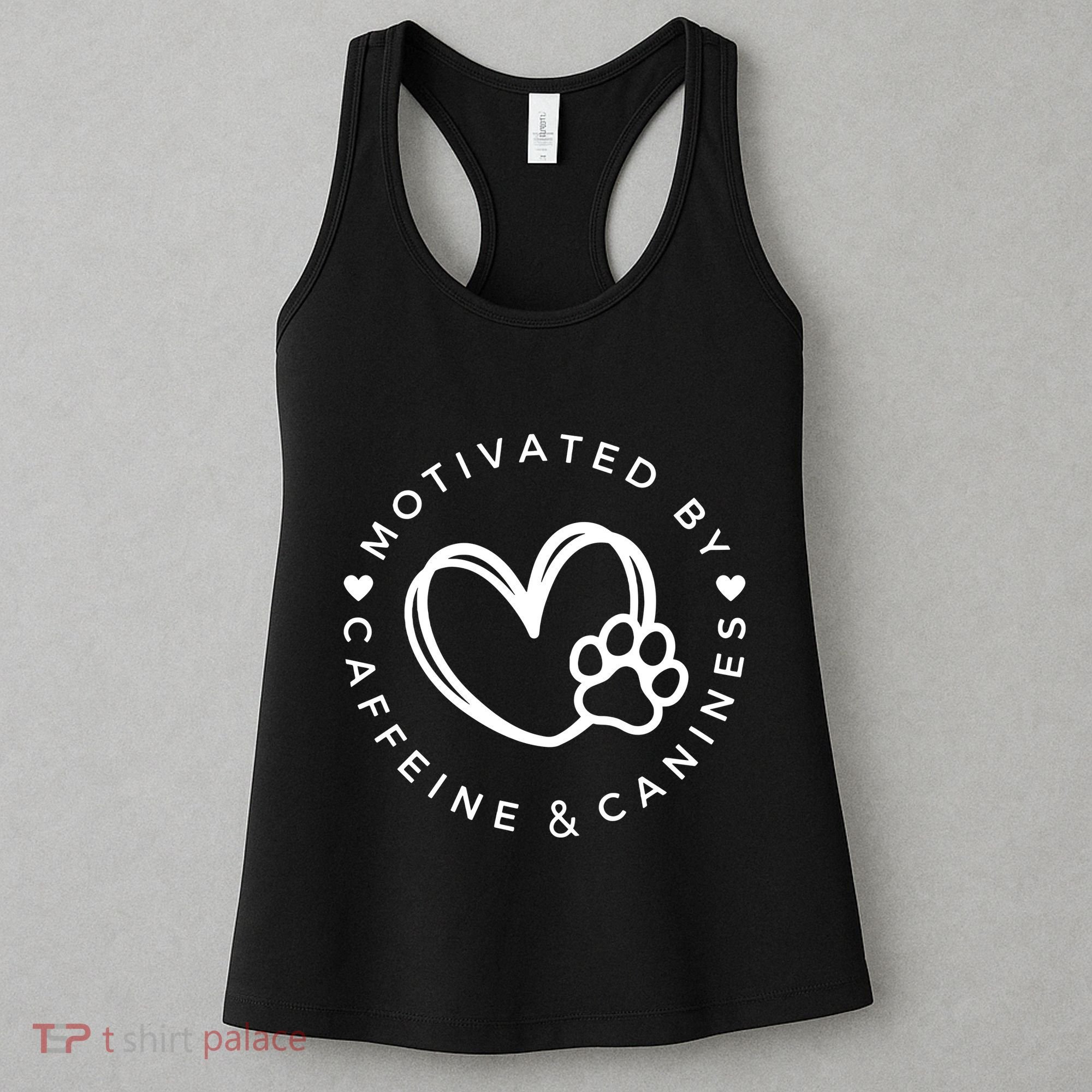 Coffee And Dog Lover Gift Motivated By Canines And Caffeine Women's Tank Top