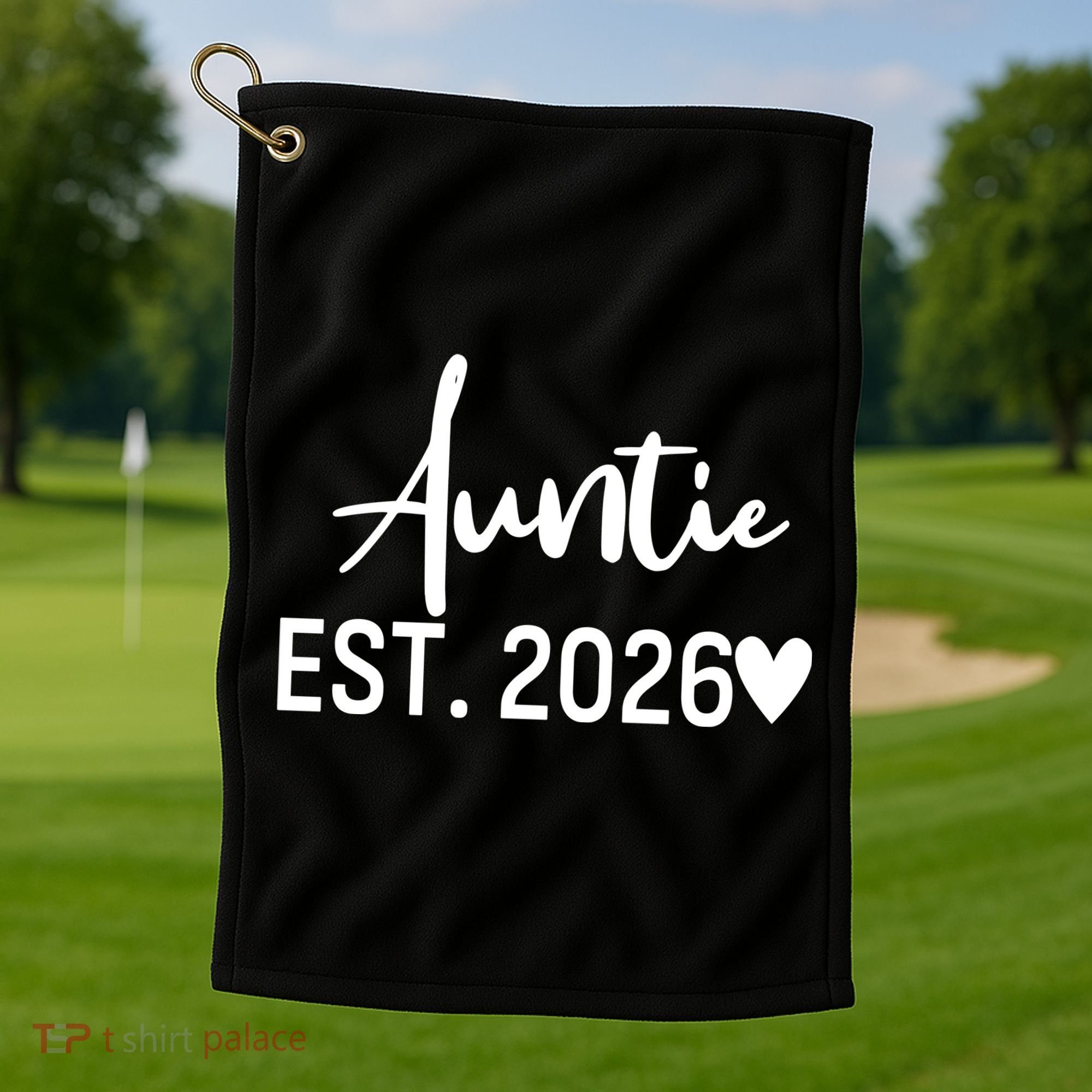 Cute Auntie EST 2026 Golf Towel