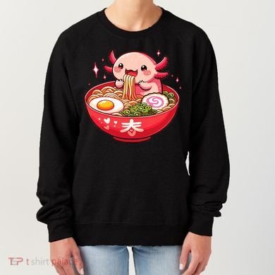 Cute Axolotl Eats Ramen Noodles Axolotls Ramen Women's Sweatshirt