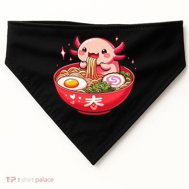 Cute Axolotl Eats Ramen Noodles Axolotls Ramen USA-Made Doggie Bandana