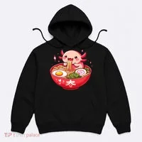 Cute Axolotl Eats Ramen Noodles Axolotls Ramen Hoodie thumb 0