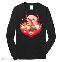 Cute Axolotl Eats Ramen Noodles Axolotls Ramen Long Sleeve Shirt thumb 0