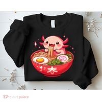 Cute Axolotl Eats Ramen Noodles Axolotls Ramen Sweatshirt thumb 2