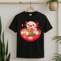 Cute Axolotl Eats Ramen Noodles Axolotls Ramen T-Shirt thumb 2