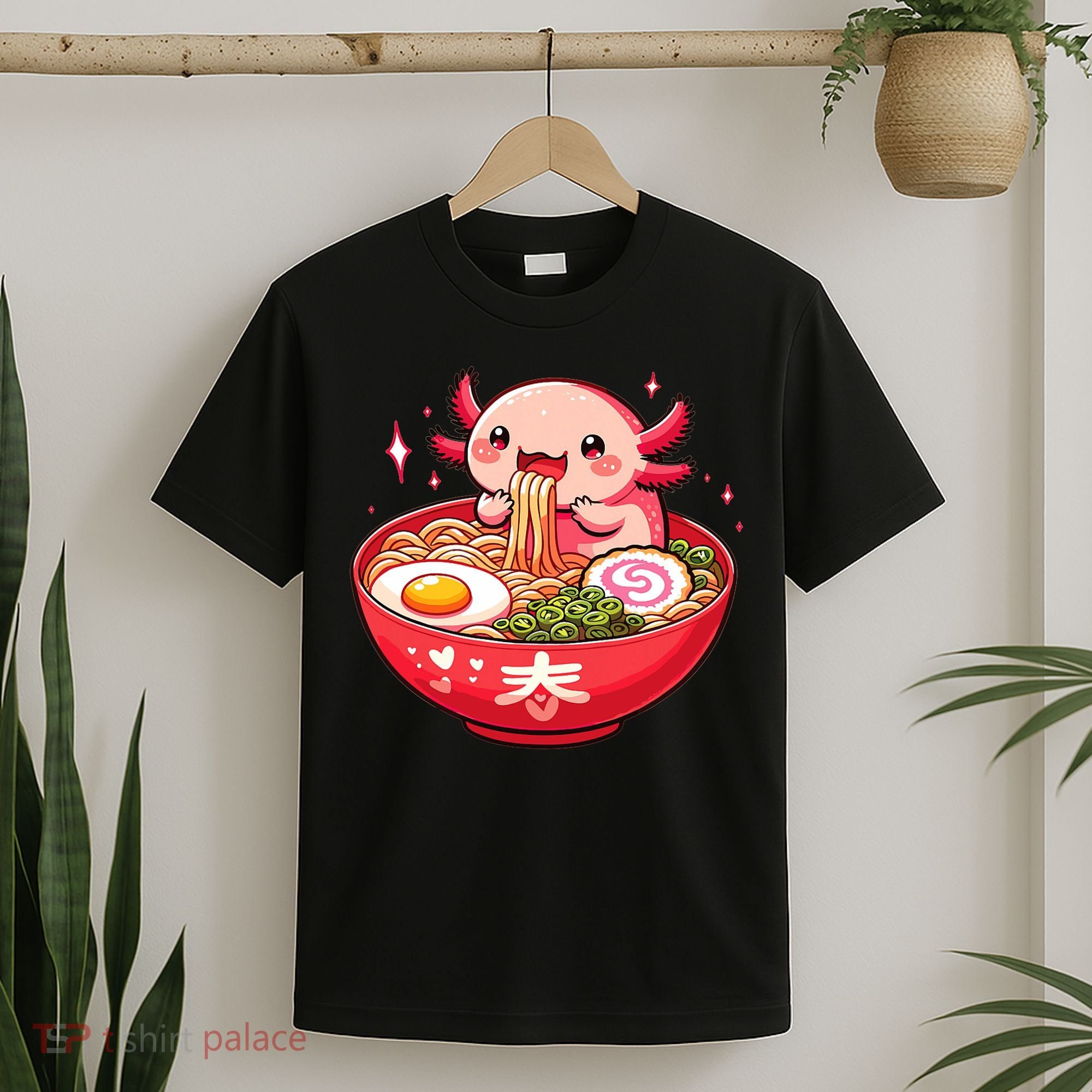 Cute Axolotl Eats Ramen Noodles Axolotls Ramen T-Shirt