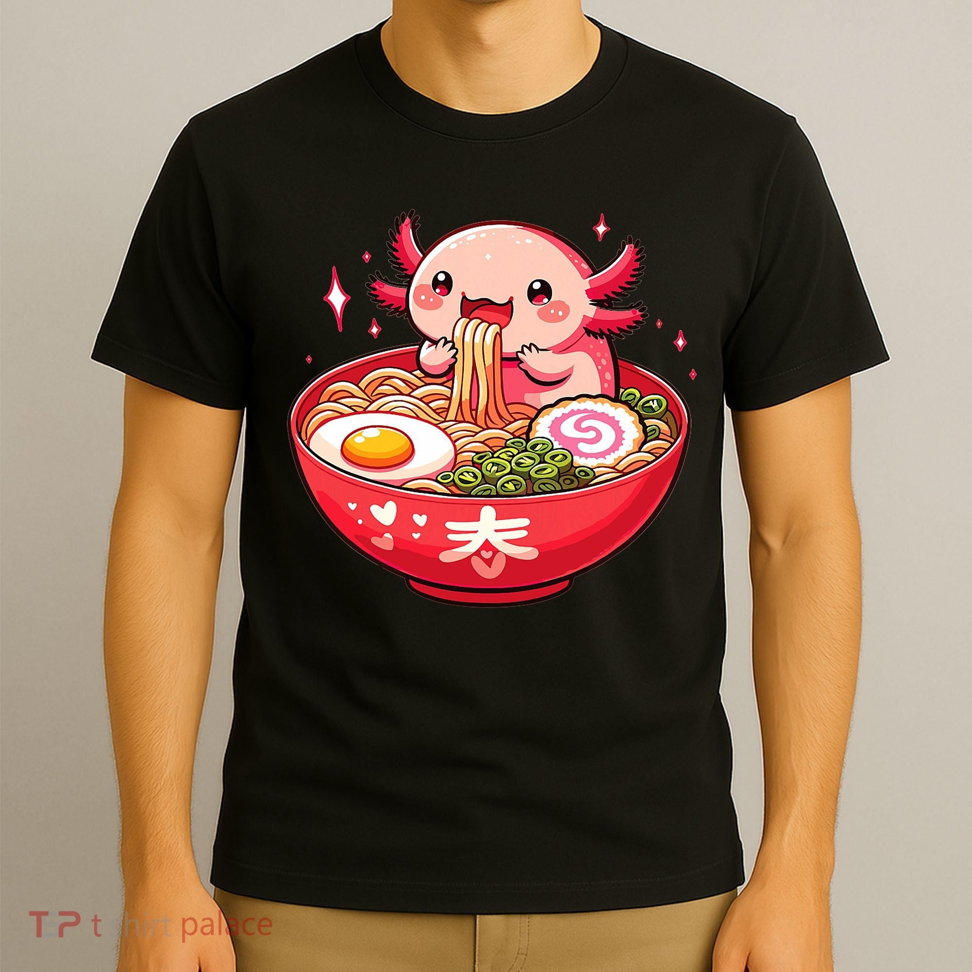 Cute Axolotl Eats Ramen Noodles Axolotls Ramen T-Shirt