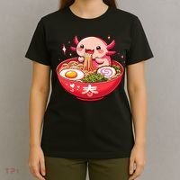 Cute Axolotl Eats Ramen Noodles Axolotls Ramen T-Shirt thumb 4