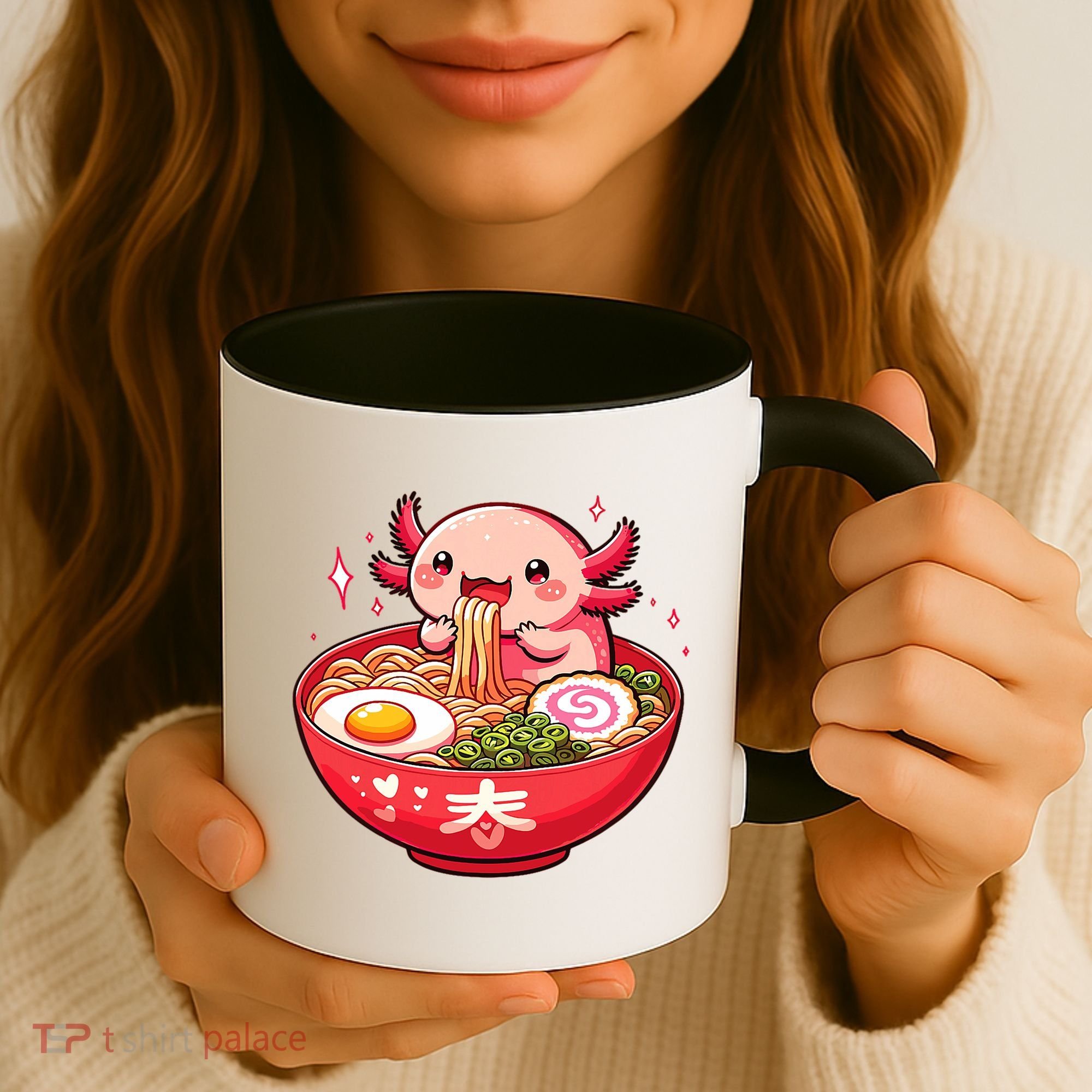 Cute Axolotl Eats Ramen Noodles Axolotls Ramen Coffee Mug