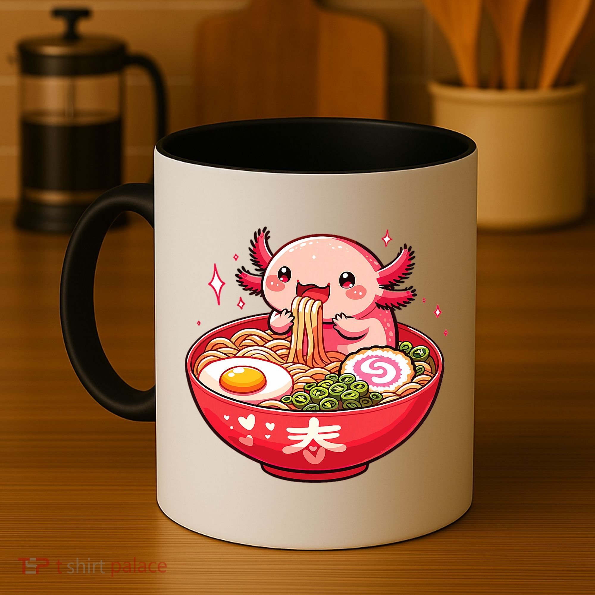 Cute Axolotl Eats Ramen Noodles Axolotls Ramen Coffee Mug
