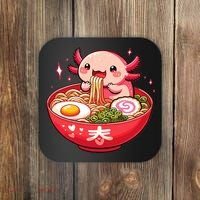 Cute Axolotl Eats Ramen Noodles Axolotls Ramen Coaster thumb 0