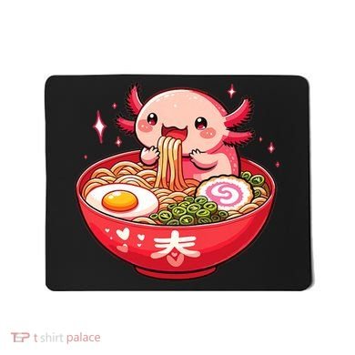 Cute Axolotl Eats Ramen Noodles Axolotls Ramen Mousepad