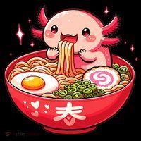 Cute Axolotl Eats Ramen Noodles Axolotls Ramen Mousepad thumb 1