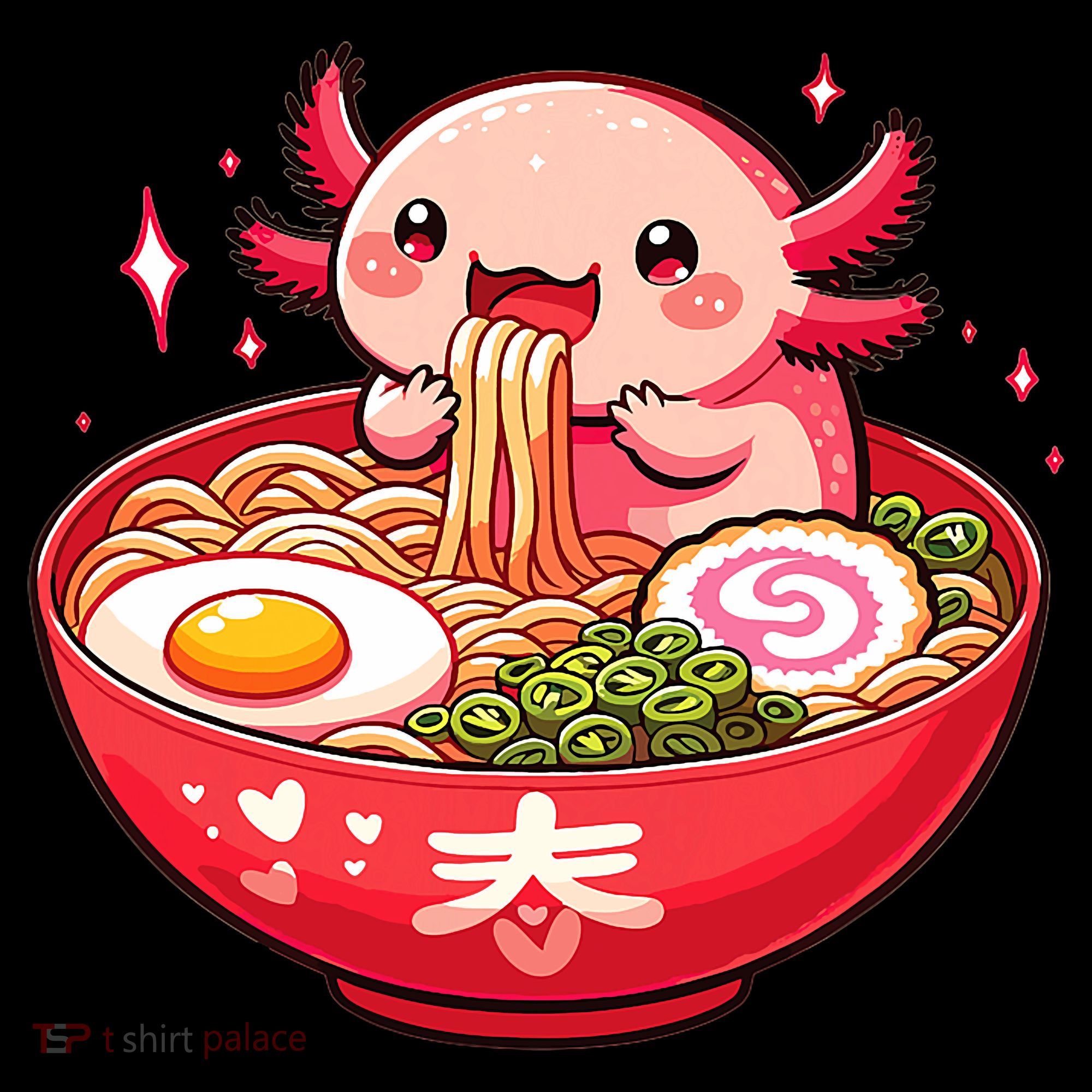 Cute Axolotl Eats Ramen Noodles Axolotls Ramen Mousepad