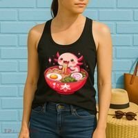 Cute Axolotl Eats Ramen Noodles Axolotls Ramen Women's Tank Top thumb 2
