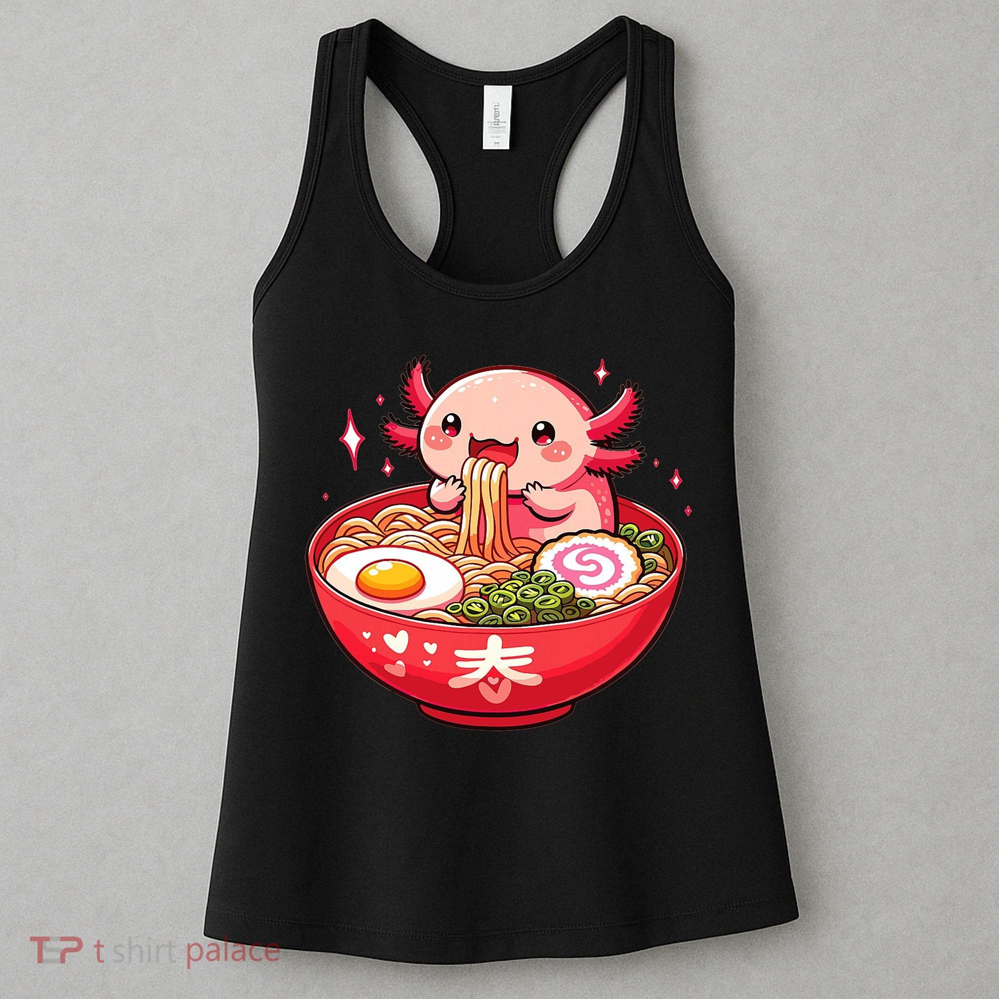 Cute Axolotl Eats Ramen Noodles Axolotls Ramen Women's Tank Top