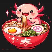 Cute Axolotl Eats Ramen Noodles Axolotls Ramen Baby Bodysuit thumb 2