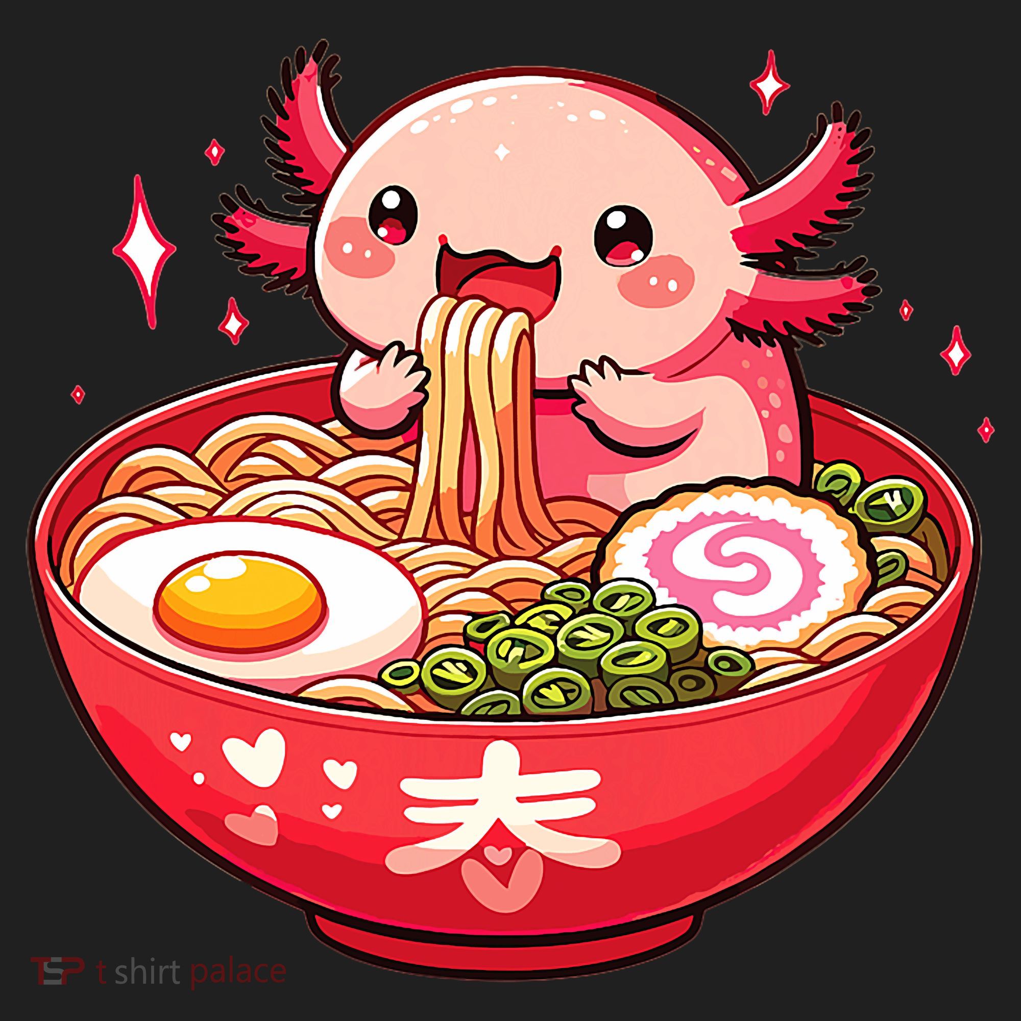 Cute Axolotl Eats Ramen Noodles Axolotls Ramen Hat