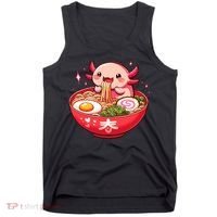 Cute Axolotl Eats Ramen Noodles Axolotls Ramen Tank Top thumb 0