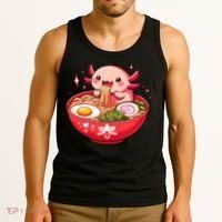 Cute Axolotl Eats Ramen Noodles Axolotls Ramen Tank Top thumb 3