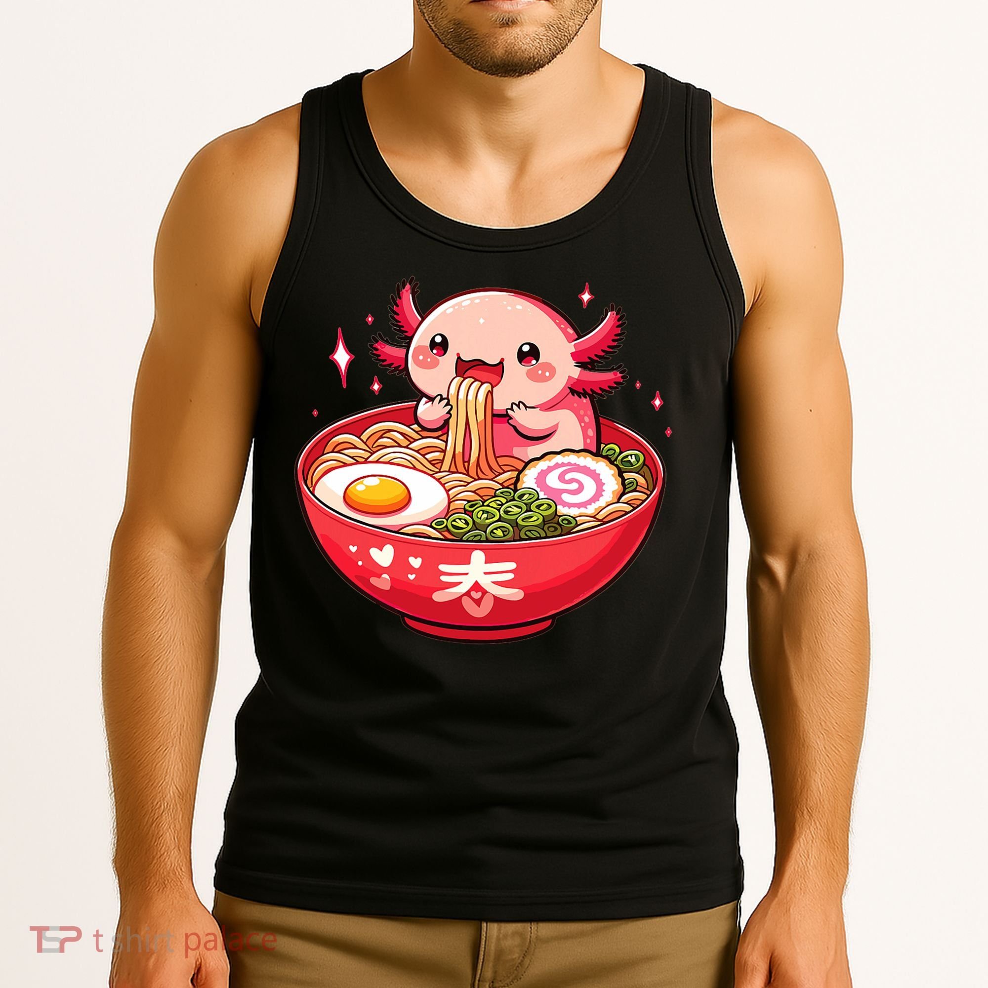 Cute Axolotl Eats Ramen Noodles Axolotls Ramen Tank Top