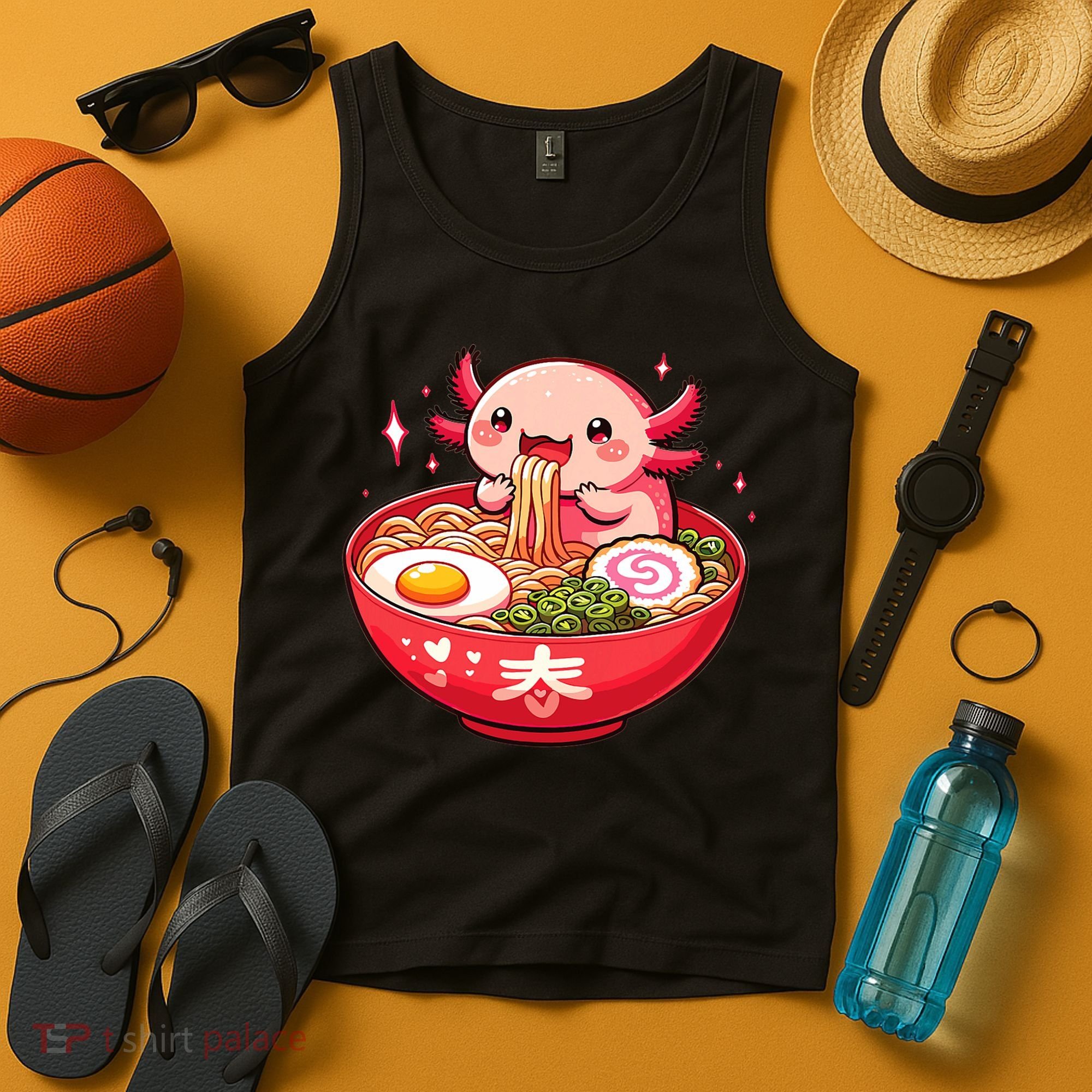 Cute Axolotl Eats Ramen Noodles Axolotls Ramen Tank Top